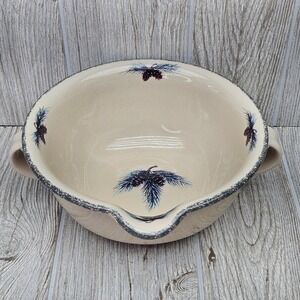 Home & Garden Party Stoneware Batter Bowl Pine Cone Spout Double Handle 2005